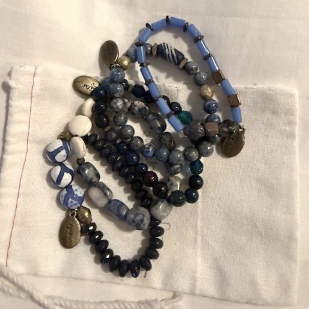 Blue Stone Bracelet Set 5 Pieces Sodalite Aventurine Labradorite Agate